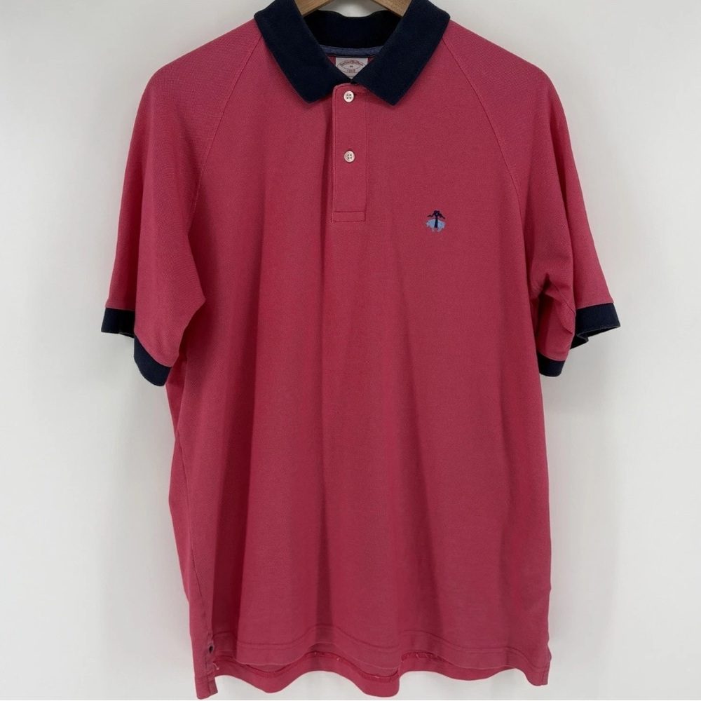 Brooks Brothers Polo Shirt Mens M Performance 1818 2 Tone Pink Pima Cotton